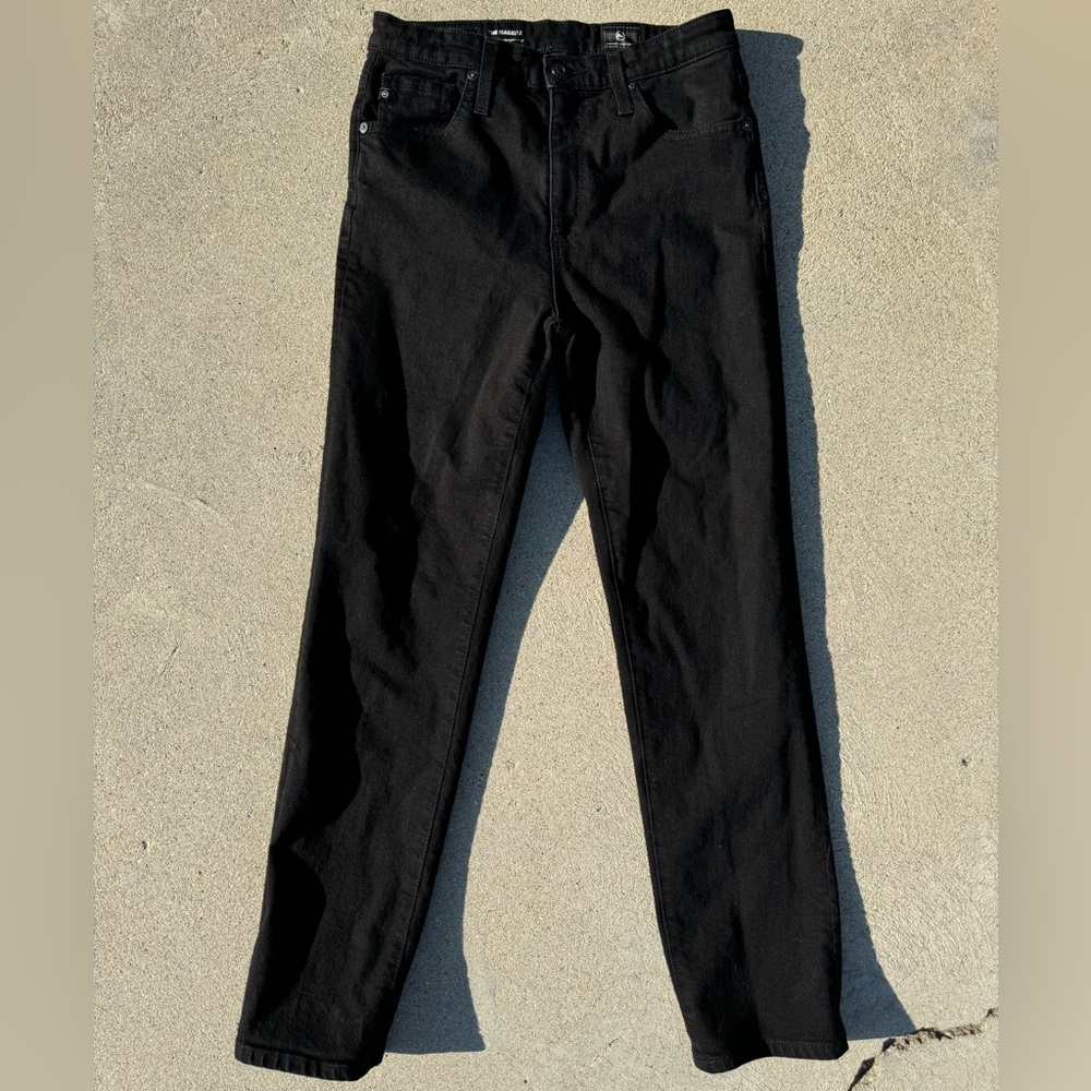 AG High Rise Straight Crop Black Jean